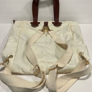 Mark & Graham Maddie Convertible Backpack/ Tote bag, Cream, Gold Hardware